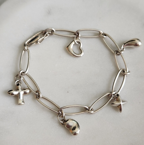 Tiffany & Co. Elsa Peretti 5 Iconic CharmsSterling Silver Link Bracelet